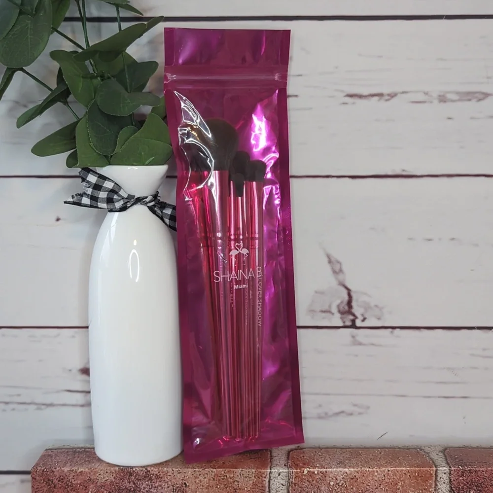 Shaina B. Miami Fab 5 Pink Piece Essentials Brush Set Full Size New in Packaging